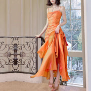 Pamela Sunset Orange Enchanting Ruffled Tiered Maxi Dress