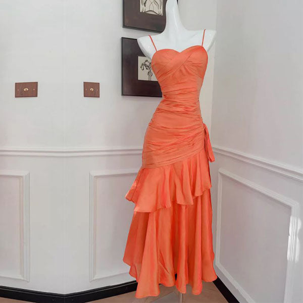 Pamela Sunset Orange Enchanting Ruffled Tiered Maxi Dress