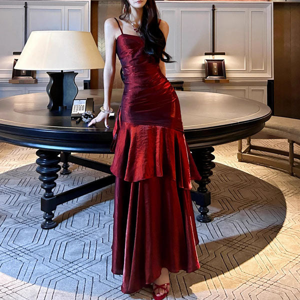 Pamela Scarlet Enchanting Ruffled Tiered Maxi Dress