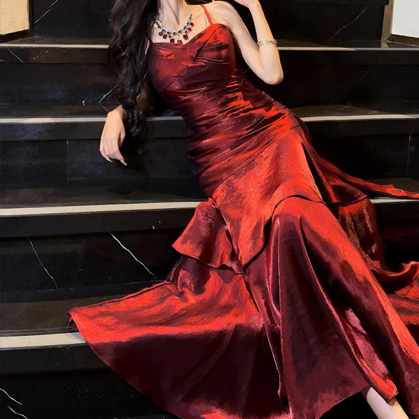 Pamela Scarlet Enchanting Ruffled Tiered Maxi Dress