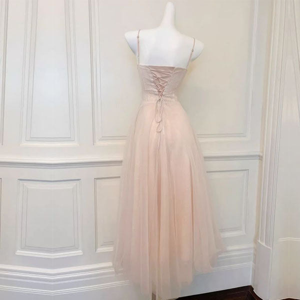 Eos Enchanted Nude Pink Bloom Bustier Lace Tulle Dress