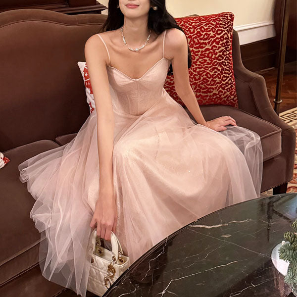 Eos Enchanted Nude Pink Bloom Bustier Lace Tulle Dress
