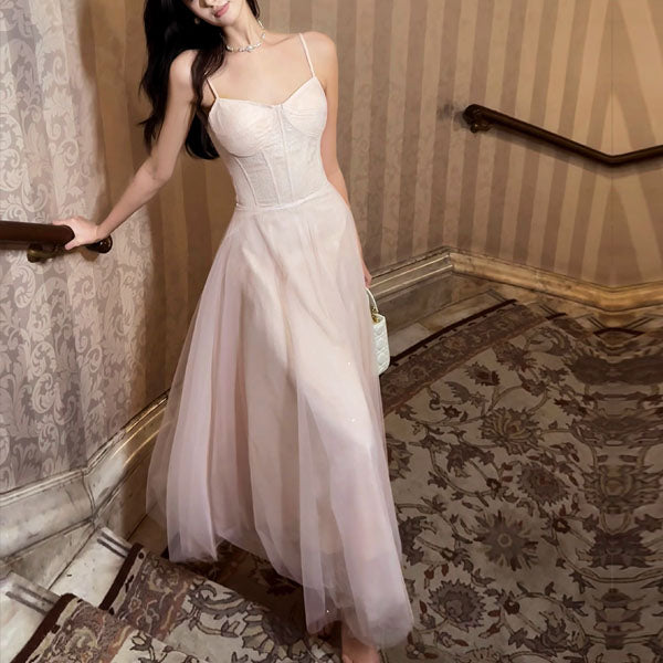 Eos Enchanted Nude Pink Bloom Bustier Lace Tulle Dress