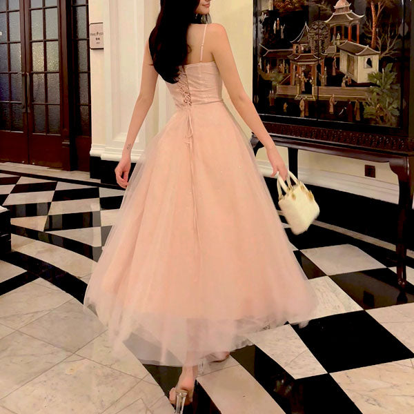 Eos Enchanted Nude Pink Bloom Bustier Lace Tulle Dress