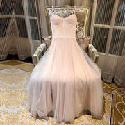 Eos Enchanted Nude Pink Bloom Bustier Lace Tulle Dress