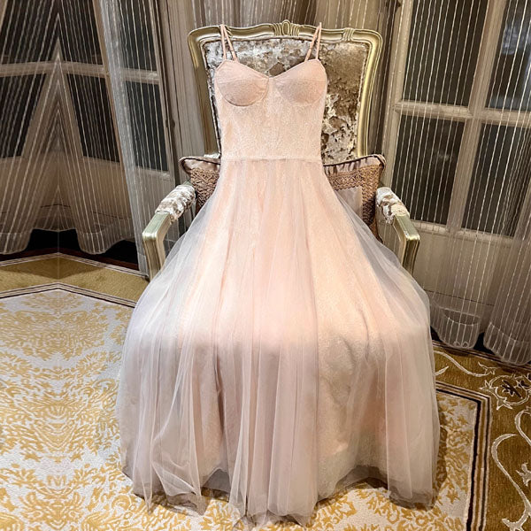 Eos Enchanted Nude Pink Bloom Bustier Lace Tulle Dress