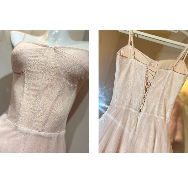 Eos Enchanted Nude Pink Bloom Bustier Lace Tulle Dress