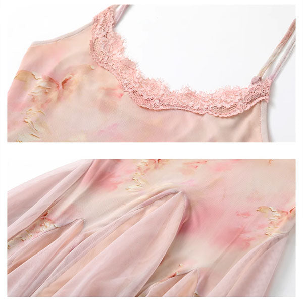 Hanna Romantic Blush Pink Lace Slip Tulle Dress