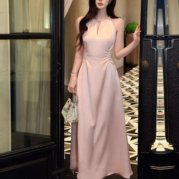 green emerald velvet dress Blush Pink Satin Elegant Modest Evening Dress Custom