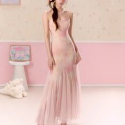 Hanna Romantic Blush Pink Lace Slip Tulle Dress