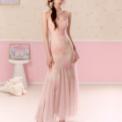 Hanna Romantic Blush Pink Lace Slip Tulle Dress