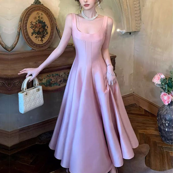 Maribelle Vintage-Inspired Blush Pink Princess A-Line Dress M