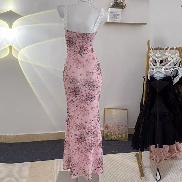 Kimberly Pink Floral Print Maxi Dress