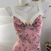 Kimberly Pink Floral Print Maxi Dress