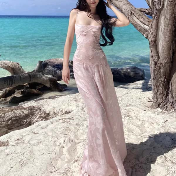 open lace back dress Flora Appliqué Dress Pink main image 0