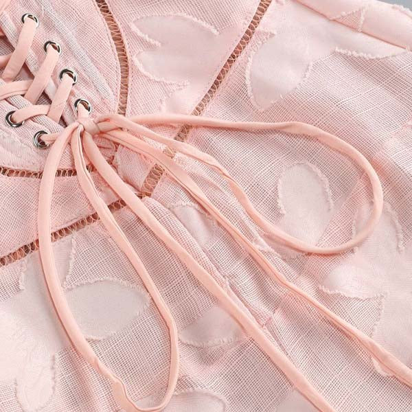 Kellisa Lace Up Flora Maxi Dress