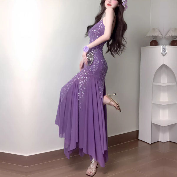 Ann Embellished Glitter Bodycon Pixie Hem Maxi Dress