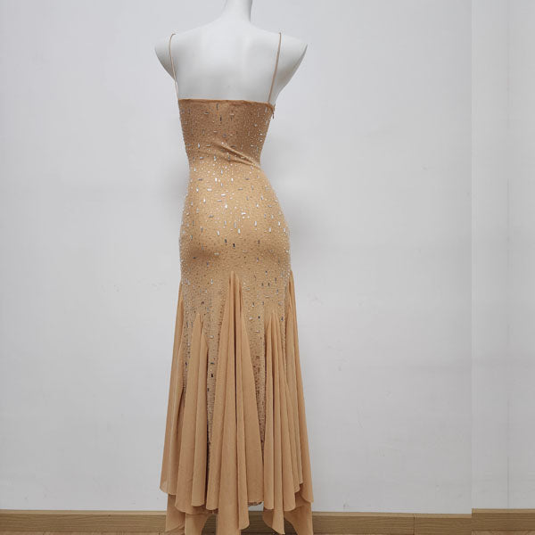 Ann Embellished Glitter Bodycon Pixie Hem Maxi Dress