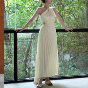Thalassa Grecian One-Shoulder Pleated Dress
