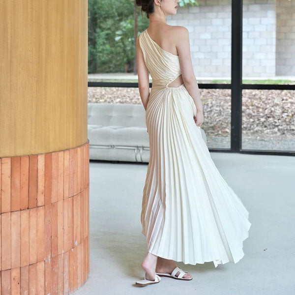 Thalassa Grecian One-Shoulder Pleated Dress