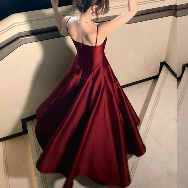 wine red colour dress Yolanda Elegant Sweetheart Midi Flare XS Christening Dress for Baby Medium Stretch edit: party aw327 color:Dress Only