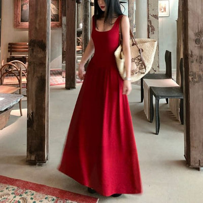 Soraya Minimalist Sleeveless Tank Strap Maxi Dress