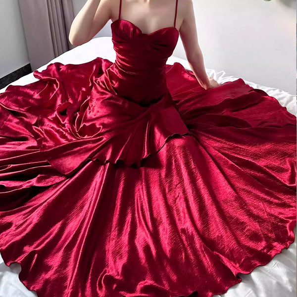 Audrey Vivid Scarlet Tiered Evening Dress The Wildflower Shop Audrey Vivid Scarlet Tiered Evening Dress The Wildflower Shop
