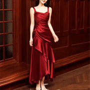Gabriella Scarlet Hi-Lo Tiered Ruffles Maxi Dress