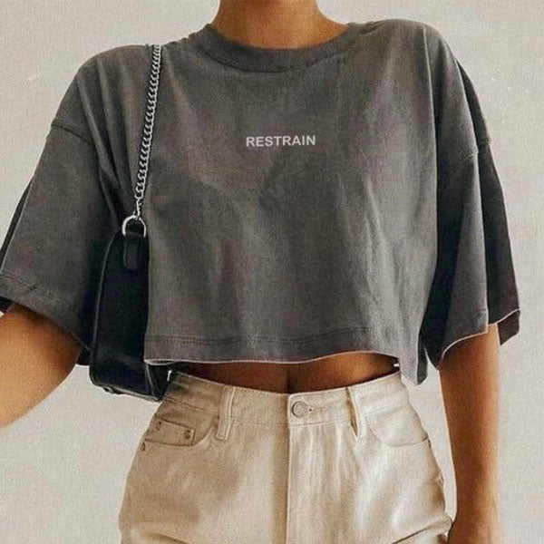 Wendy Smoke Grey RESTRAIN Cropped Tee