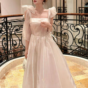 Pearline Elegant Lluminous Square Neckline Evening Dress