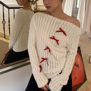 Lara Off Shoulder Ribbon Knit Top