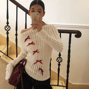 Lara Off Shoulder Ribbon Knit Top