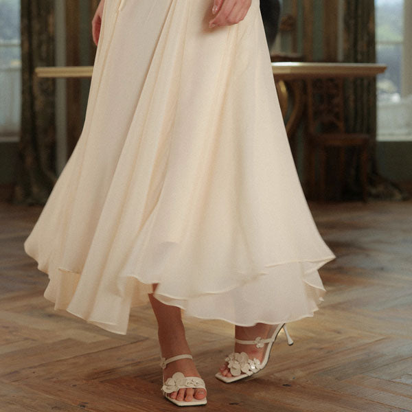 Claudia Elegant Romantic Flowy Midi Dress