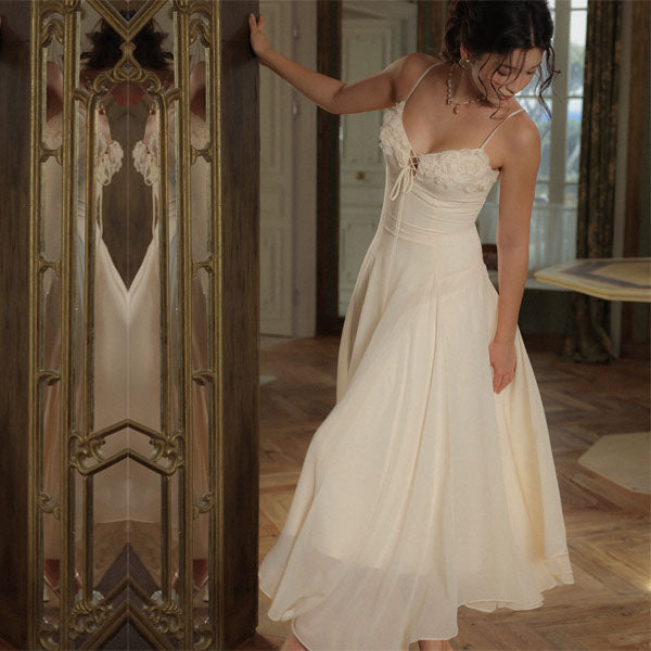 Claudia Elegant Romantic Flowy Midi Dress