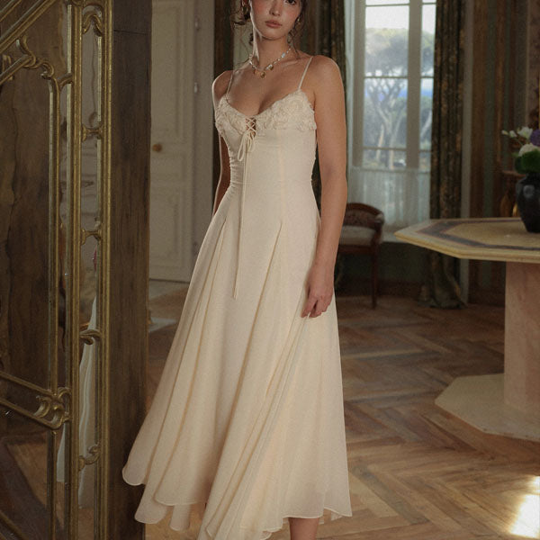 Claudia Elegant Romantic Flowy Midi Dress