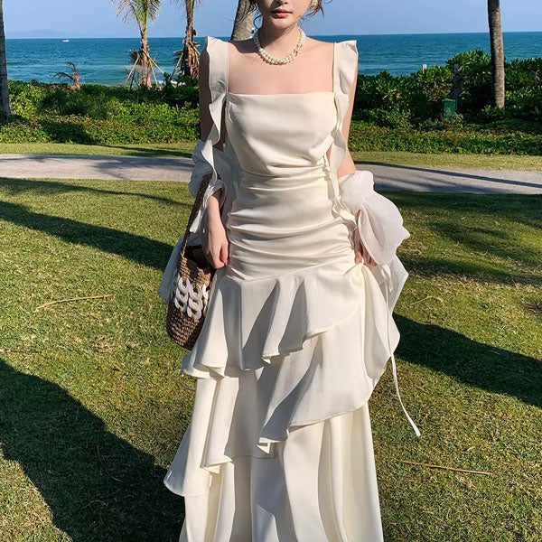 ivory sleeveless dress Ivory Sleeveless Midi Dress - Midi Dresses