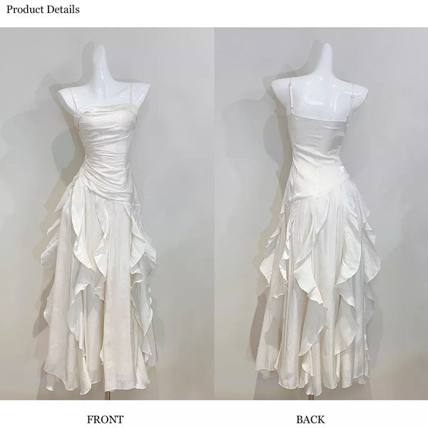 Rochelle Elegant Spaghetti Strap Ruffles Evening Dress