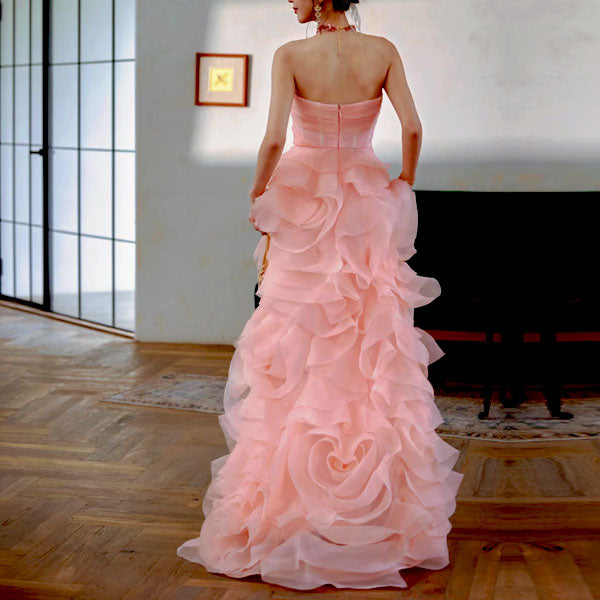 light pink strapless dress Rosalie Baby Pink Strapless Rose Tiered Gown – The Wildflower Shop