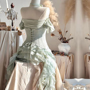 Evadia Fairycore Corset Ruffles High-Low Dress