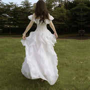 Ellura Ethereal White Ruffle Off-Shoulder Dress