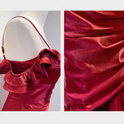 Rosaire Elegant Scarlet Off-Shoulder Ruffles Evening Dress