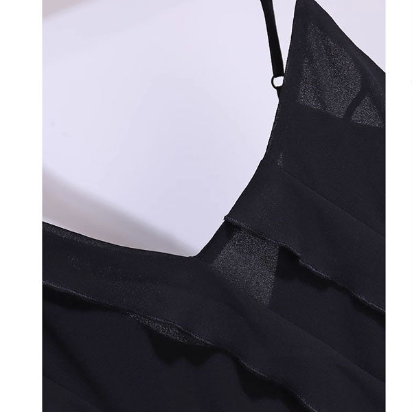 Jessica Black Ruffles Maxi Dress