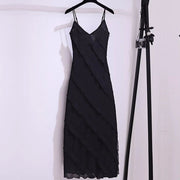 Jessica Black Ruffles Maxi Dress