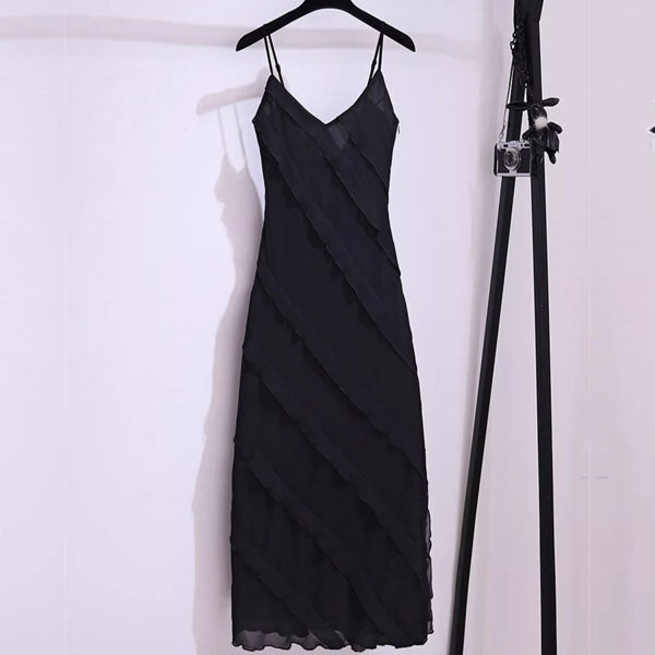 Jessica Black Ruffles Maxi Dress
