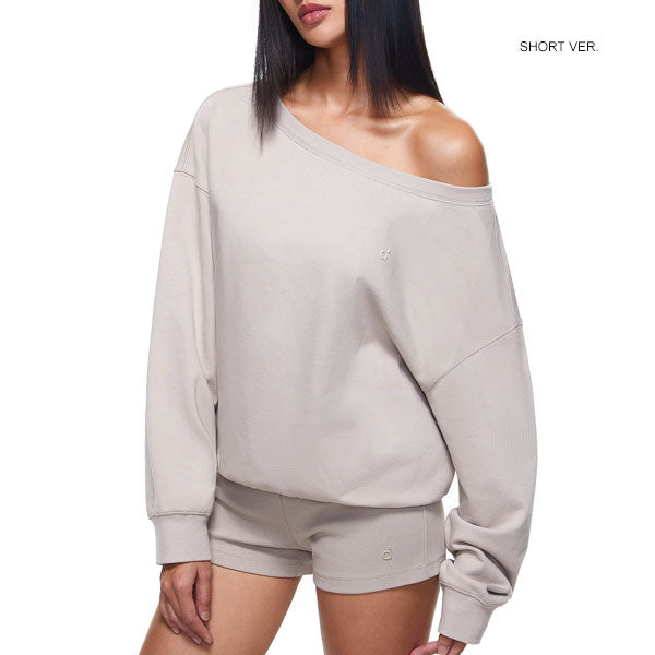 Ellen Sand Off-Shoulder Oversized Sweatshirt