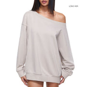 Ellen Sand Off-Shoulder Oversized Sweatshirt