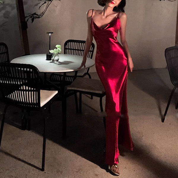 Lara Glamorous Red Satin Open Back Dress The Wildflower Shop Lara Glamorous Red Satin Open Back Dress The Wildflower Shop