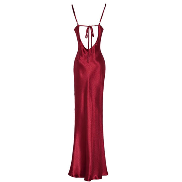 Lara Glamorous Red Satin Open Back Dress L Lara Glamorous Red Satin Open Back Dress L