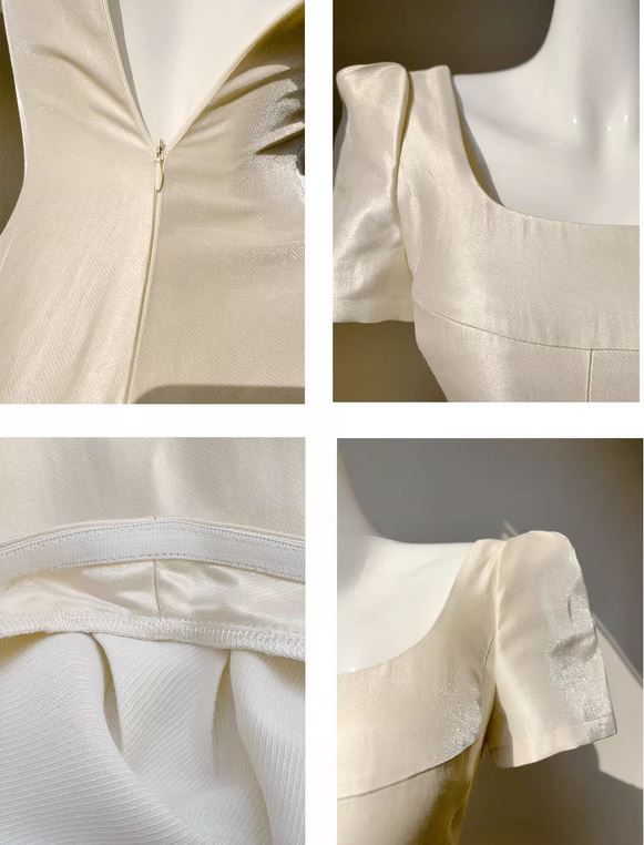 Alouette Grace Ivory Puff Sleeve Midi Dress