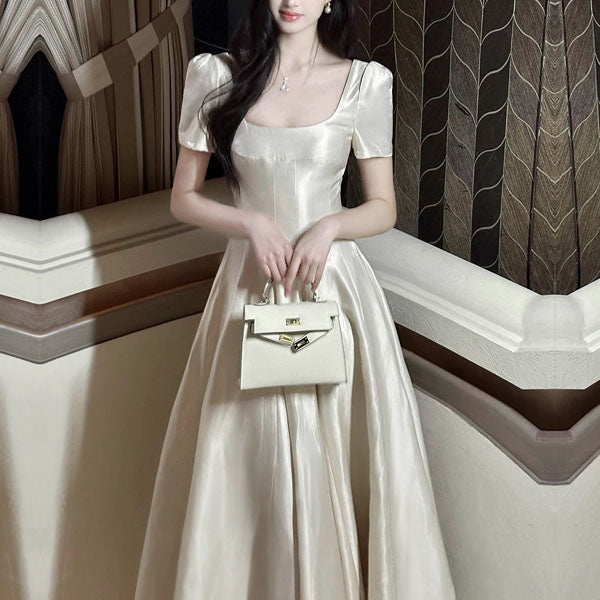 Alouette Grace Ivory Puff Sleeve Midi Dress